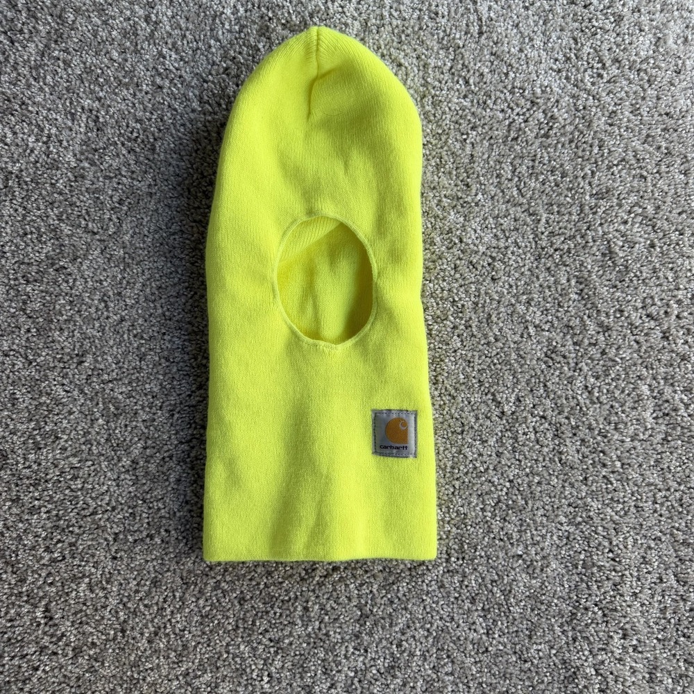 Carhartt Hat Balaclava Mens One Size Yellow Knit Thermal Workwear Hi Vis Winter